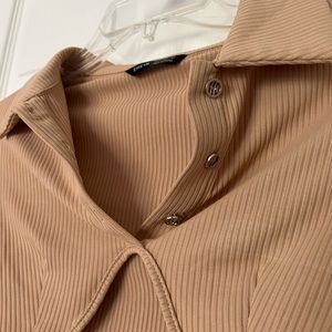 Adorable Brown Cropped Long Sleeve Top